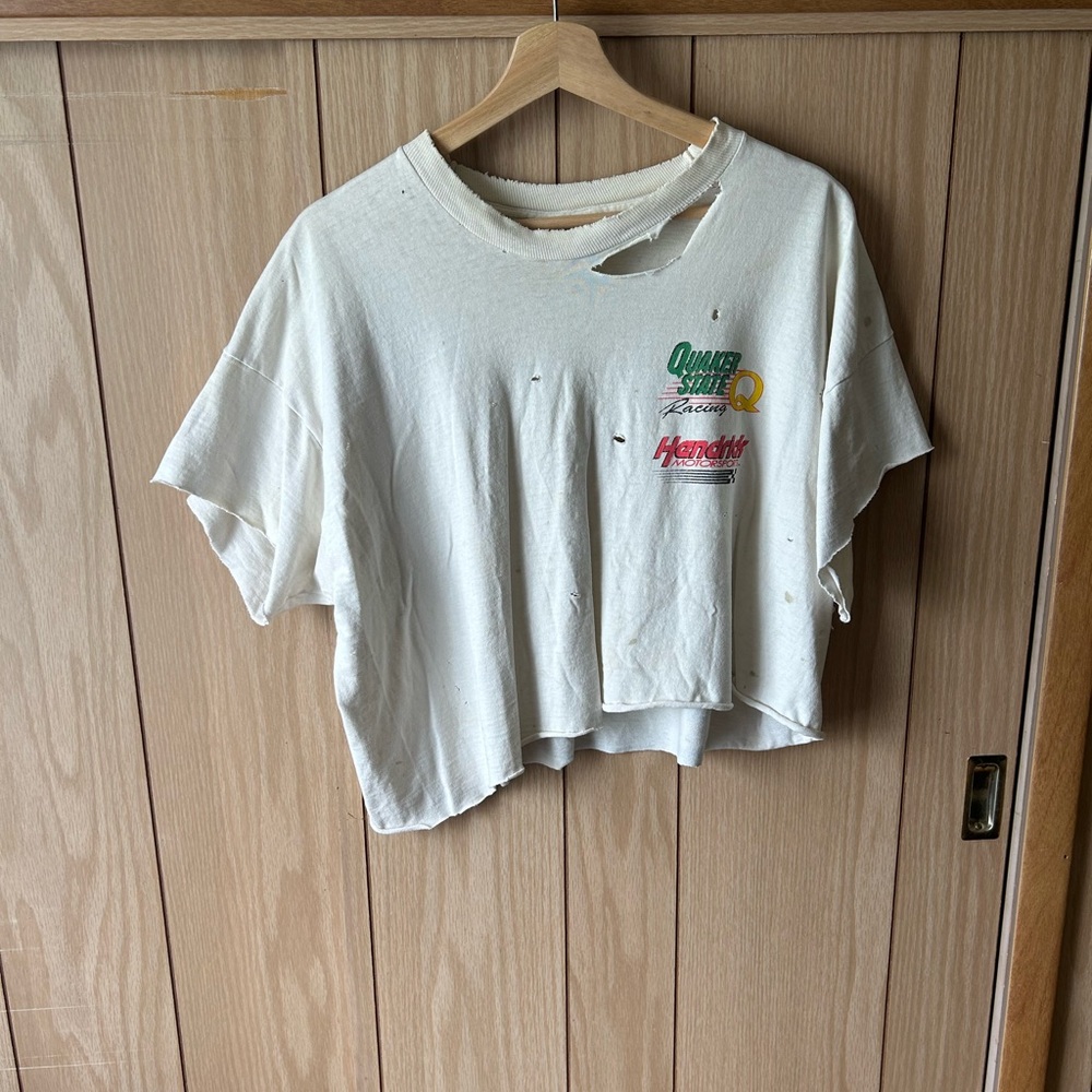 White Distressed Women's Crop Top